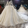 Jancember HTL1590 High Quality Long Sleeve Deep V  Bridal Gowns Wedding Dress